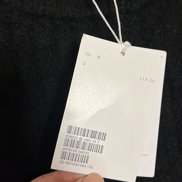 & Other Stories | round neck balloon sleeve sweater in black - Picture 5 of 8